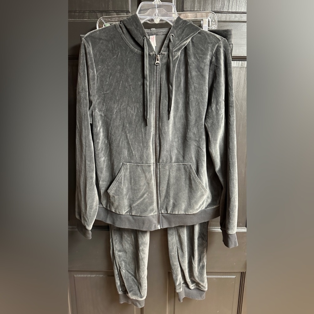 Xhilaration Sleepwear Set Full Zip Hooded Jacket & Pants Adj Waist Women’s Sz Lg